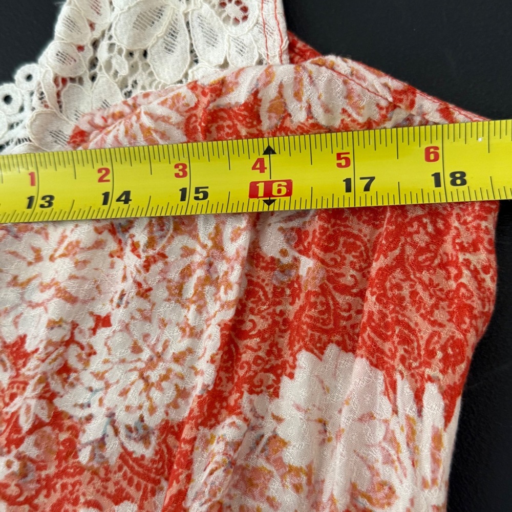 Intimately Free People Slip Dress Womens Small Orange Floral Lace Shabby Chic - Picture 11 of 12